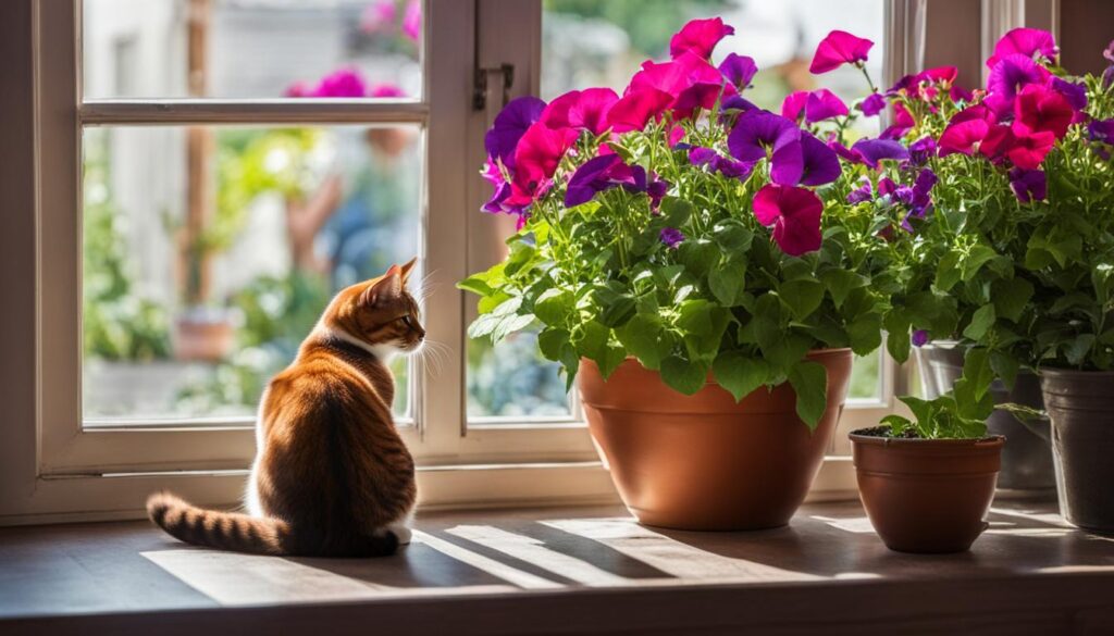 Petunia flowers and cat safety