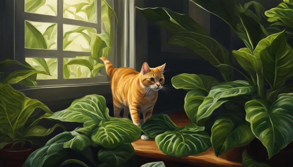 Toxic effects of Dieffenbachia on cats