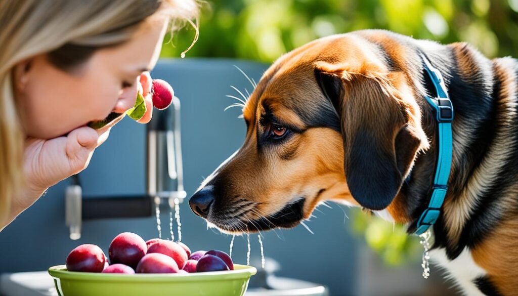 safe feeding of plums to dogs