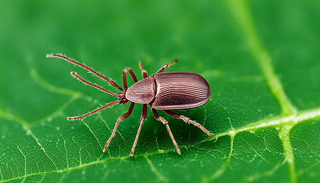 tick crawling on a leaf