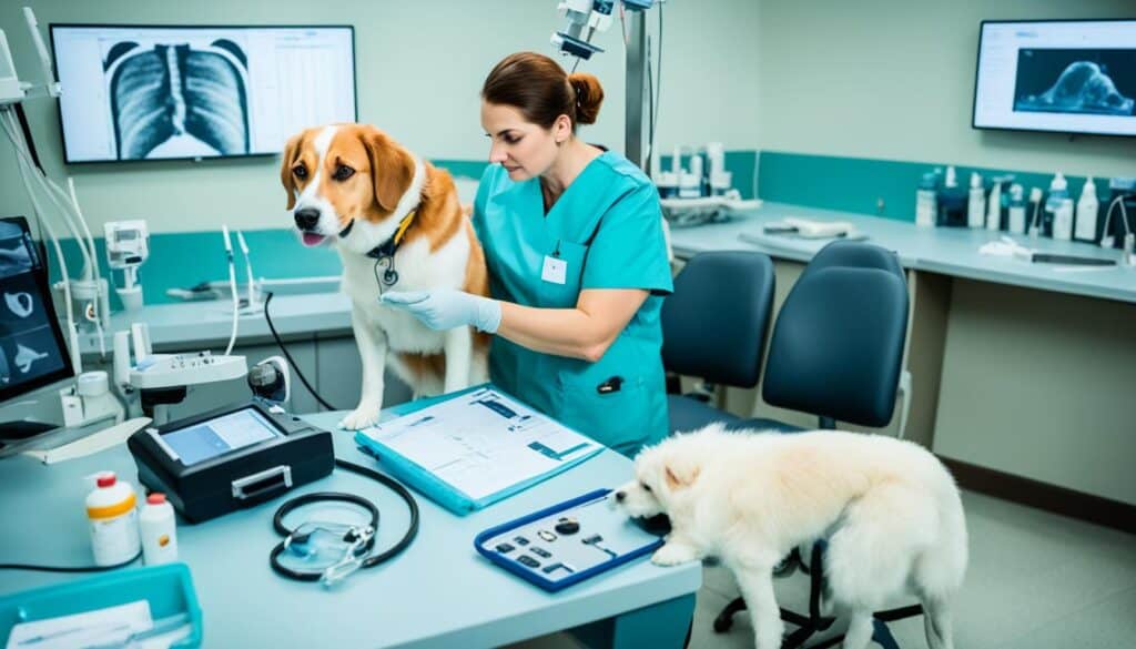 Dog undergoing diagnostic tests