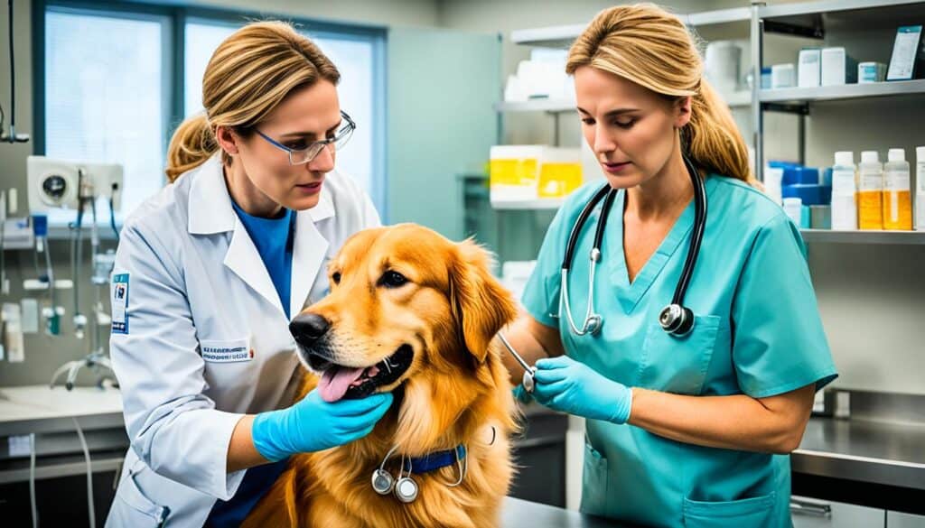 Veterinarian examining a dog Veterinarian examining a dog