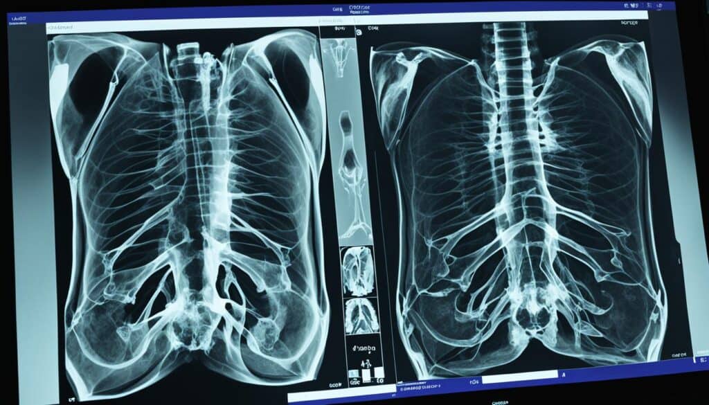 X-rays of canine chest bone deformity