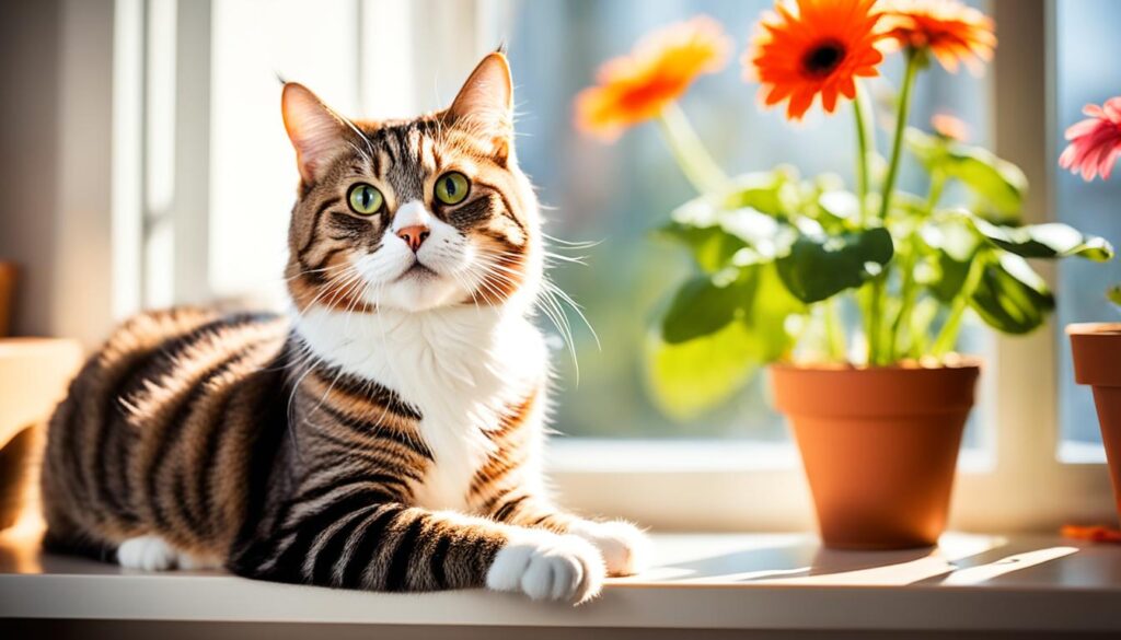 cat-friendly environment with gerbera daisies cat-friendly environment with gerbera daisies