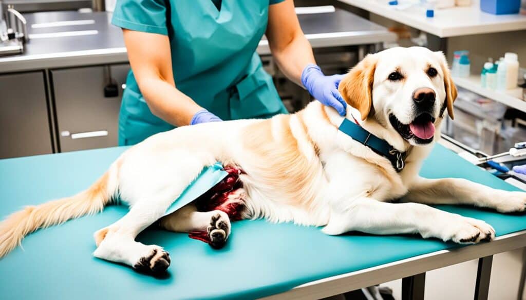 dog getting blood sample