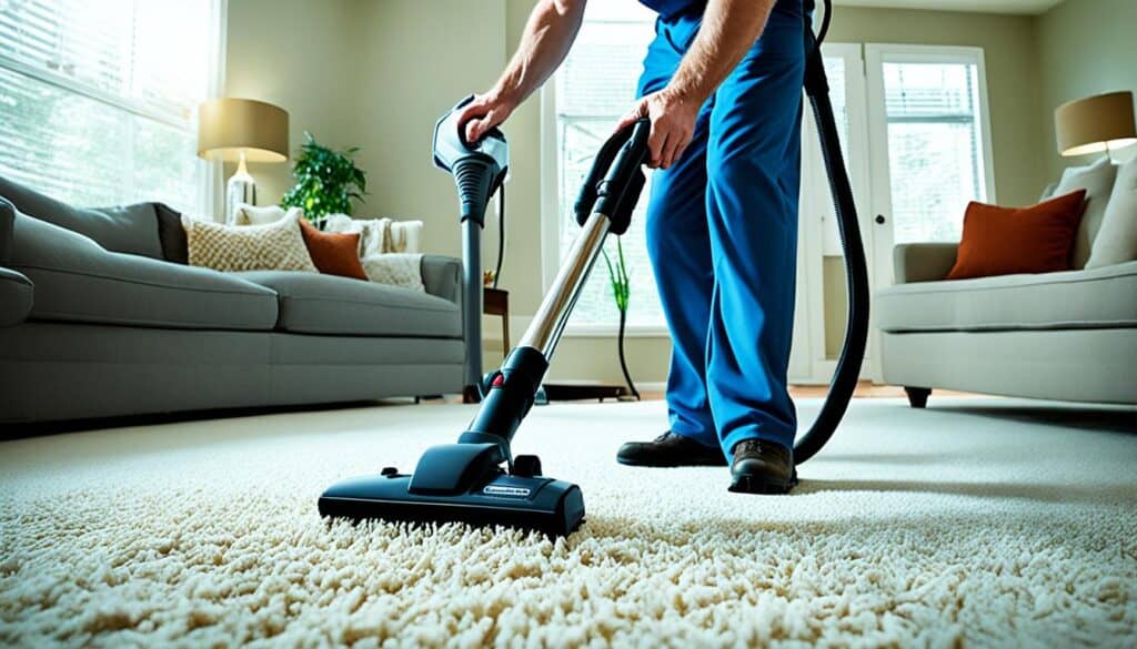 vacuuming carpets