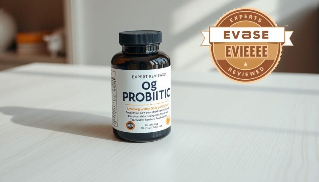 A high-quality, expert-reviewed dog probiotic supplement sitting on a clean, light-colored wooden surface. The product is displayed in an elegant, minimalist manner, with the probiotics neatly organized and visible. The lighting is soft and natural, creating a warm, inviting atmosphere. The camera angle is slightly elevated, providing a clear, detailed view of the product. The background is subtly blurred, keeping the focus on the probiotic supplement. The overall composition conveys a sense of professionalism, quality, and trustworthiness, reflecting the expertise of the reviewers. A high-quality, expert-reviewed dog probiotic supplement sitting on a clean, light-colored wooden surface. The product is displayed in an elegant, minimalist manner, with the probiotics neatly organized and visible. The lighting is soft and natural, creating a warm, inviting atmosphere. The camera angle is slightly elevated, providing a clear, detailed view of the product. The background is subtly blurred, keeping the focus on the probiotic supplement. The overall composition conveys a sense of professionalism, quality, and trustworthiness, reflecting the expertise of the reviewers.