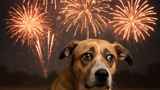 dog scared of fireworks