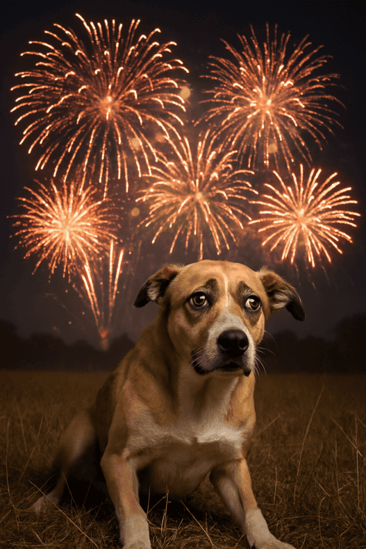 dog scared of fireworks
