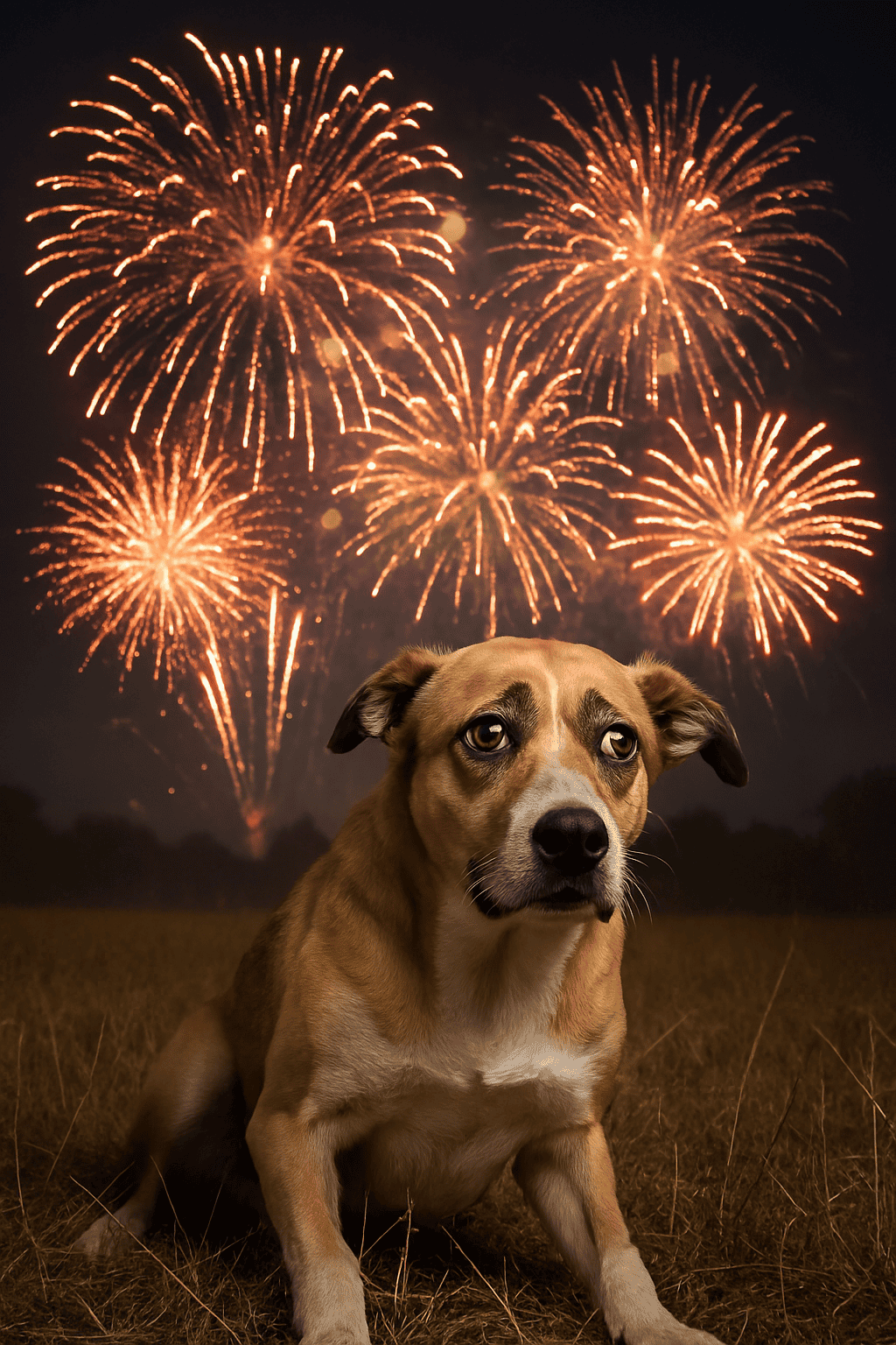 dog scared of fireworks